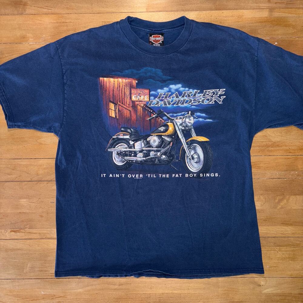 Vintage 1996 Harley Davidson "It Ain't Over 'Til The Fat Boy Sings" T-Shirt XL